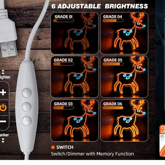 Orange and Blue Reindeer Neon Light - Picture 3 of 3